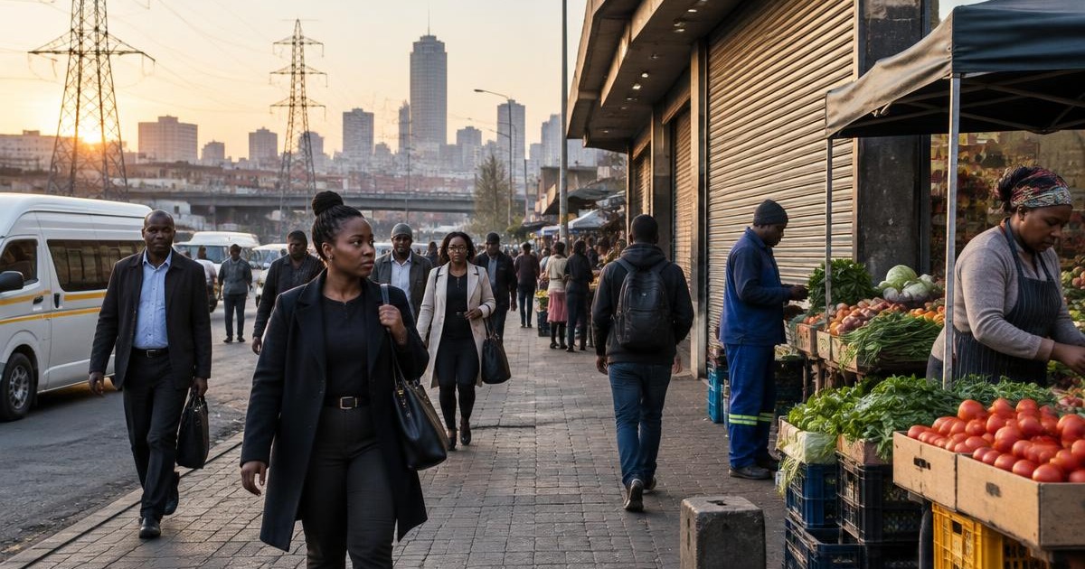 South Africa's Crippling Economy: Why Growth Is Failing Households — a South African editorial illustration